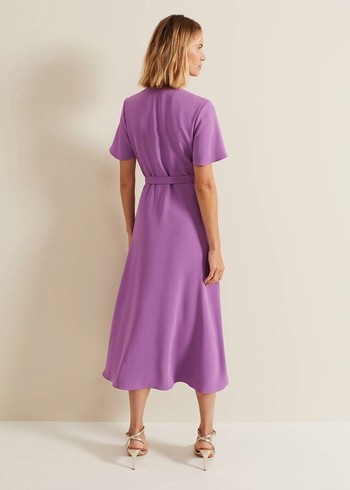 Phase Eight Julissa Frill Wrap Dress Purple Australia | LS0614758